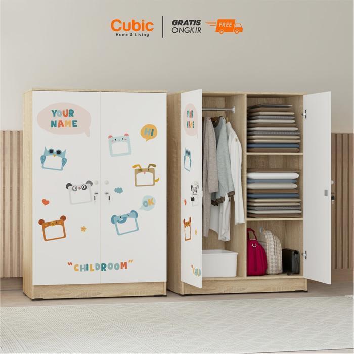 Cubic Lemari Pakaian Bergambar / Lemari Kecil 2 Pintu Minimalis / LUNA BL 121