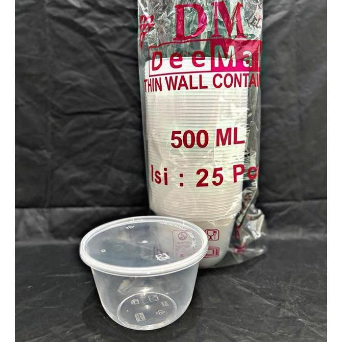 THINWALL BULAT DM MANGKOK PLASTIK 500 ML ISI 25PS WADAH DAN TUTUP