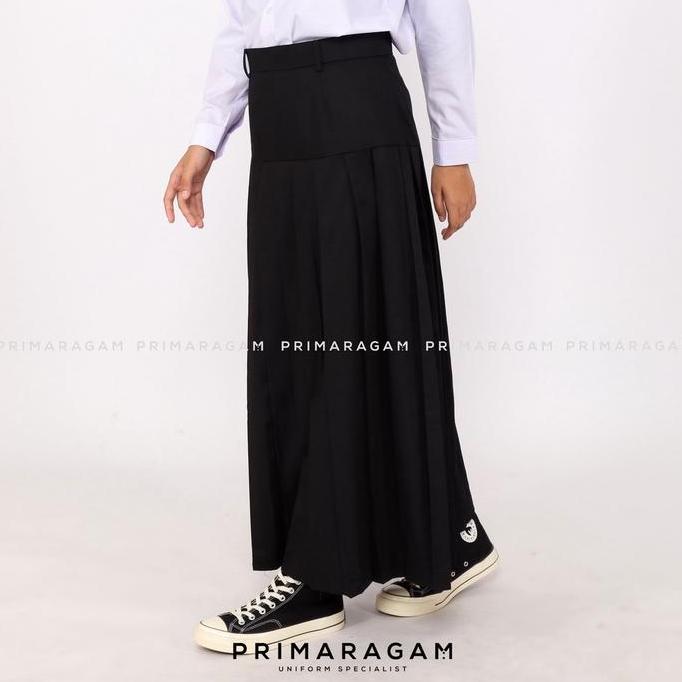 DISKON Primaragam Rok Sekolah Smp Sma Hitam Panjang Rempel Lipit Bawah Pinggang Pinggul Baping DISKO