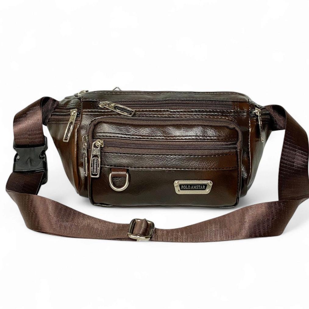 sale POLO AMSTAR Tas Selempang Pria Kulit Waistbag Slingbag Casual Tas Selempang Bahu Tas Pinggang C