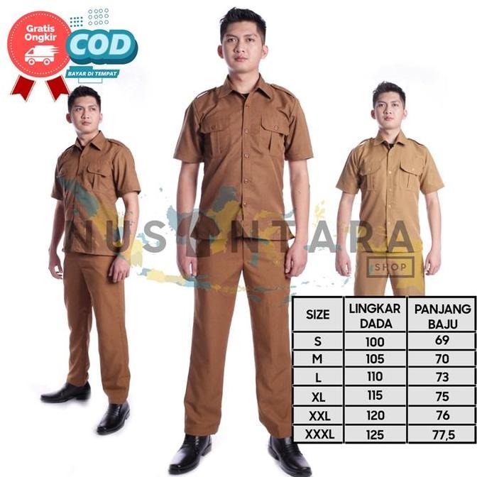 Termurah / Hot Sale Seragam Pns Pria Lengan Pendek Dan Lengan Panjang Seragam Keki Pria