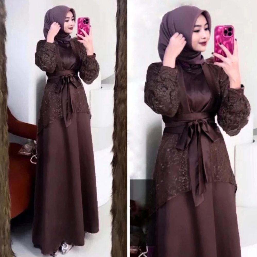 Gratong Nayera Outfit - Veloxa Satin Silk Bridesmaid Dress Gamis Pesta Kondangan Simple Elegant