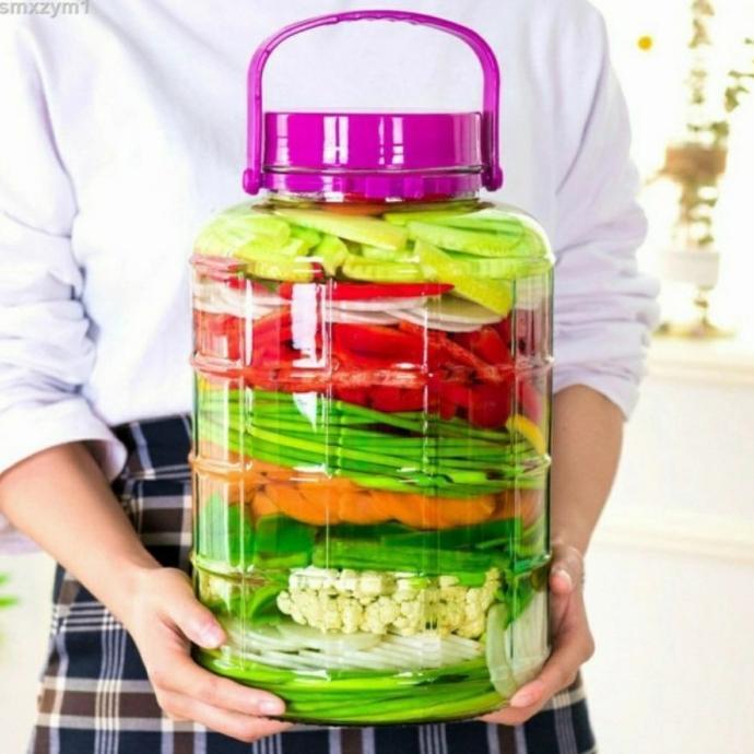 Toples Kaca Jumbo 10 Liter Dengan Gagang Ungu