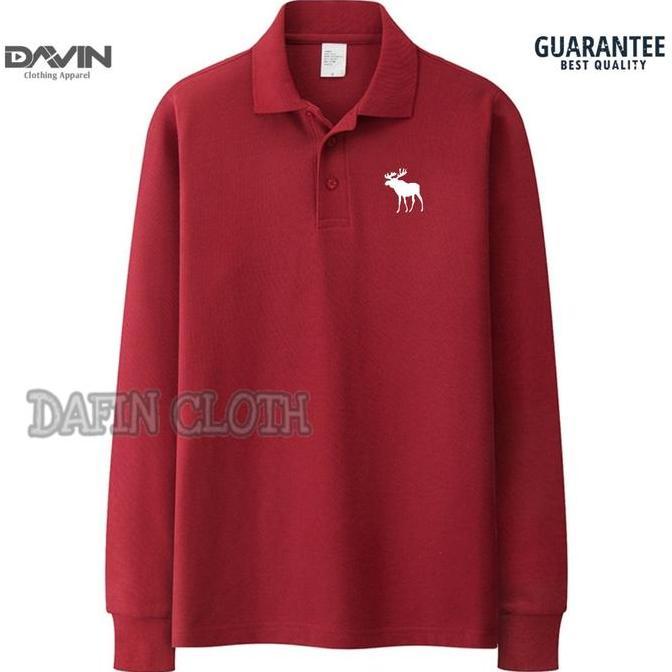 Kaos Kerah Pria Polo shirt Lengan Panjang Logo Abercrombie & Fitch