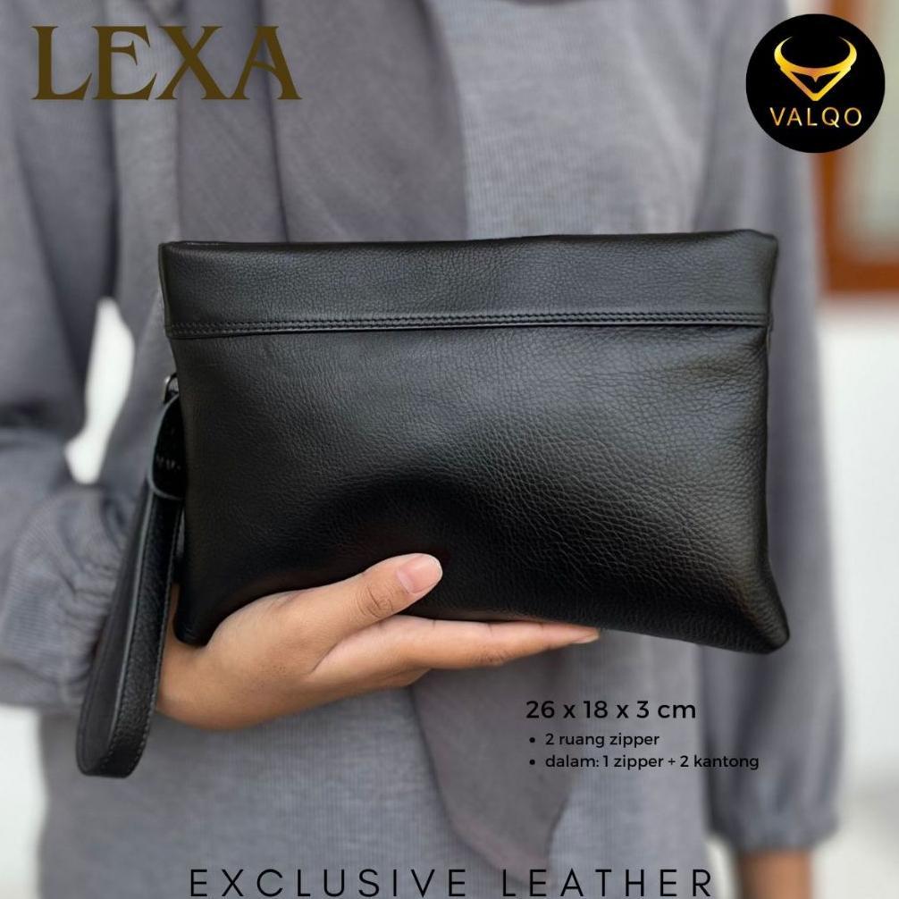NEW VALQO LEXA Clutch kulit Sapi Motif Batik Pouch Kulit Handbag Wanita Pria Tas Tangan