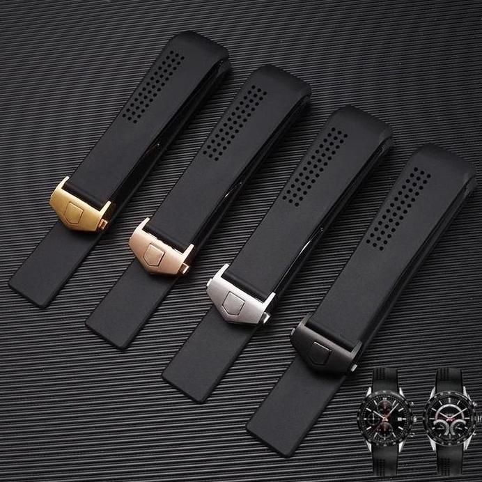 [TL] Strap Tali Karet Rubber Curved Tali Jam Tangan Tag Hauer Grand Carrera 22mm 24mm Promo Murah Di