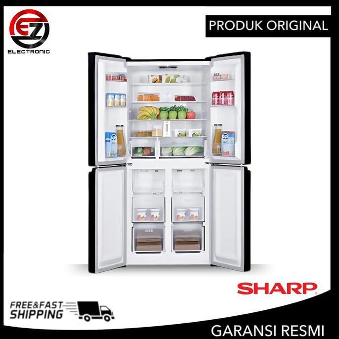 Promo Sharp Sj-If51Pg-Bk  Kulkas 4 Pintu Inverter 472 Liter Sj If51Pg Bk