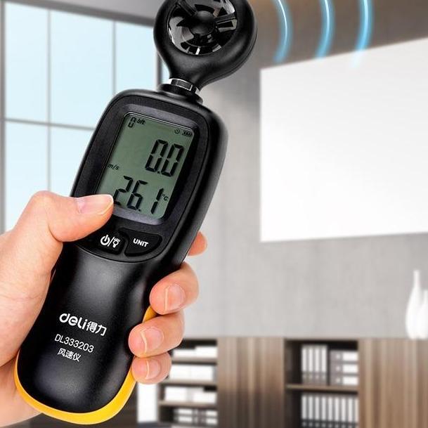 Grosir Deli Digital Anemometer Pengukur Kecepatan Angin Thermometer Angin