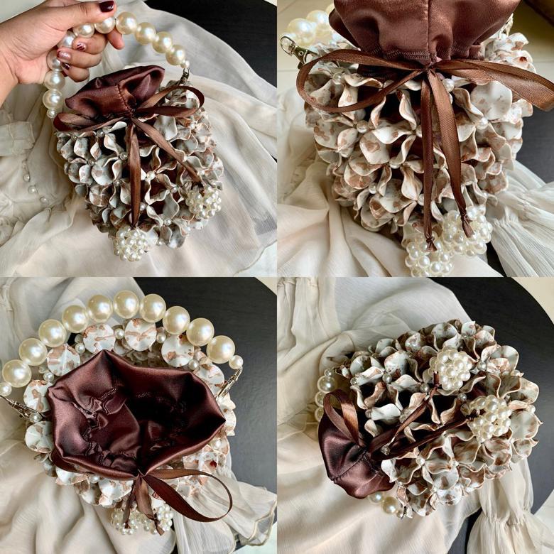 NEW PRODUCT Beaded Bag Bucket Warna Silver Berbagai Ukuran
