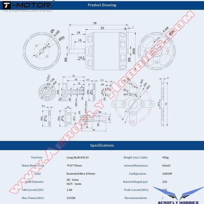 Grosir T-Motor At4130 Kv230 Brushless Motor For Vtol And Uav