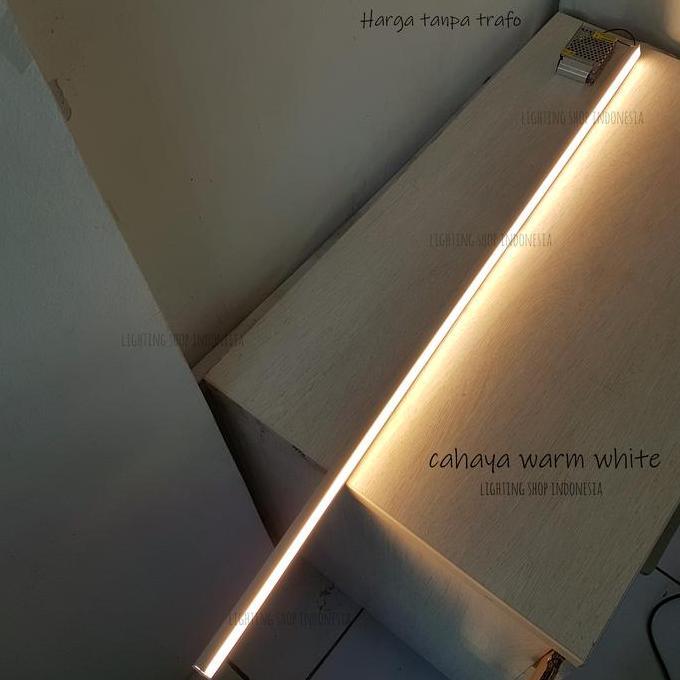 Raito- Kap Lampu Housing 1Meter Rumah Strip Led List Rell Cover Aluminium Panjang Tanam Tempel Dindi
