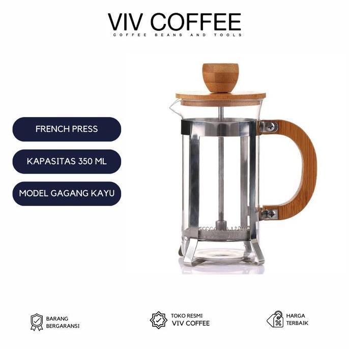 Alat Kopi French Press 350ml Coffee Press Wood
