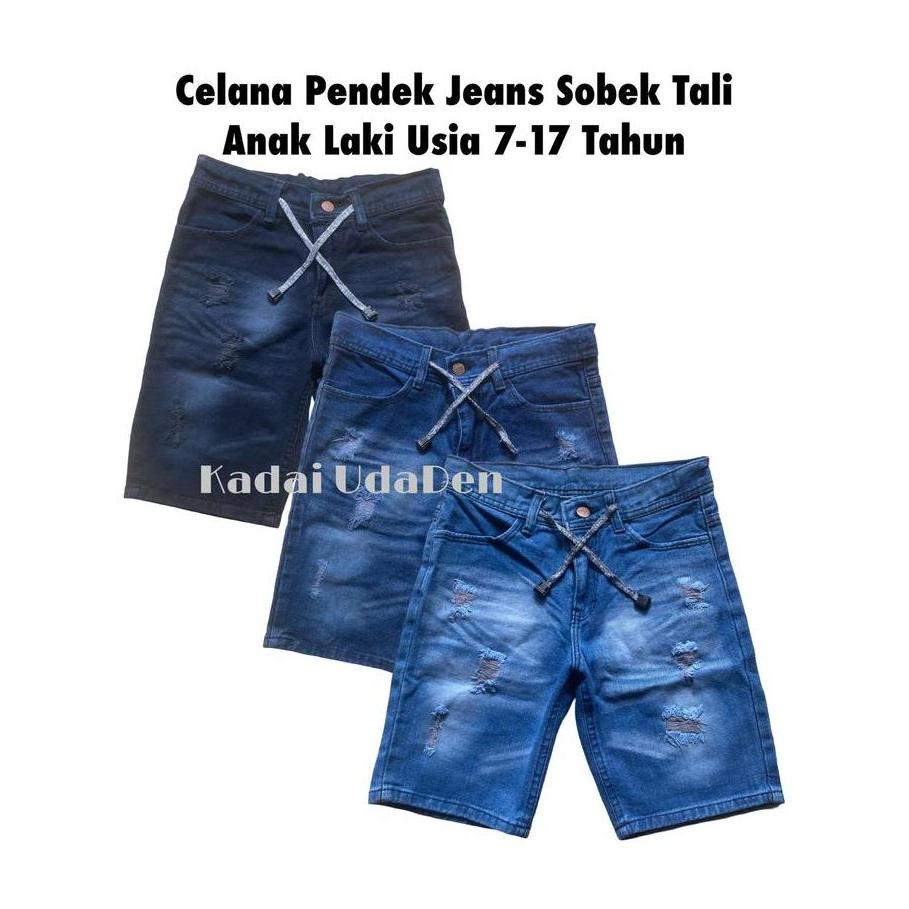 (DS) Celana Pendek Jeans Sobek Robek Anak SD SMP Cowo Cowok Laki Remaja Tanggung Umur 7 8 9 10 12 Us