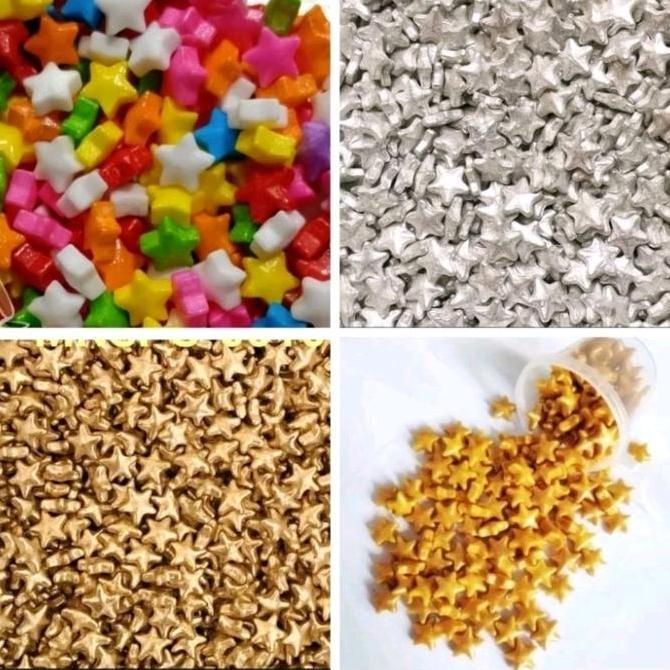 Zairyo- Sprinkle Bintang, Sprinkle Warna-Warni Bintang, Taburan Kue Bintang
