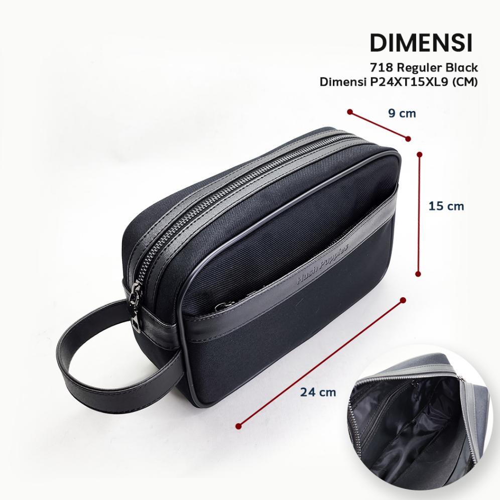 PROMO TERBARU Tas Pouch Pria Hush Puppies 718 Hitam | Clutch Bag Travel Pria Waterproof Premium