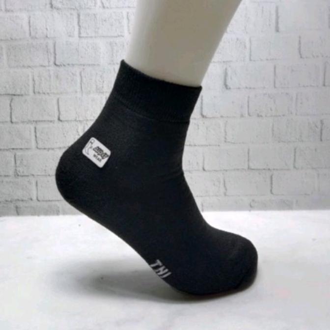 1 LUSIN (12 PASANG) KAOS KAKI TNI SPORT DIATAS MATA KAKI HITAM HM