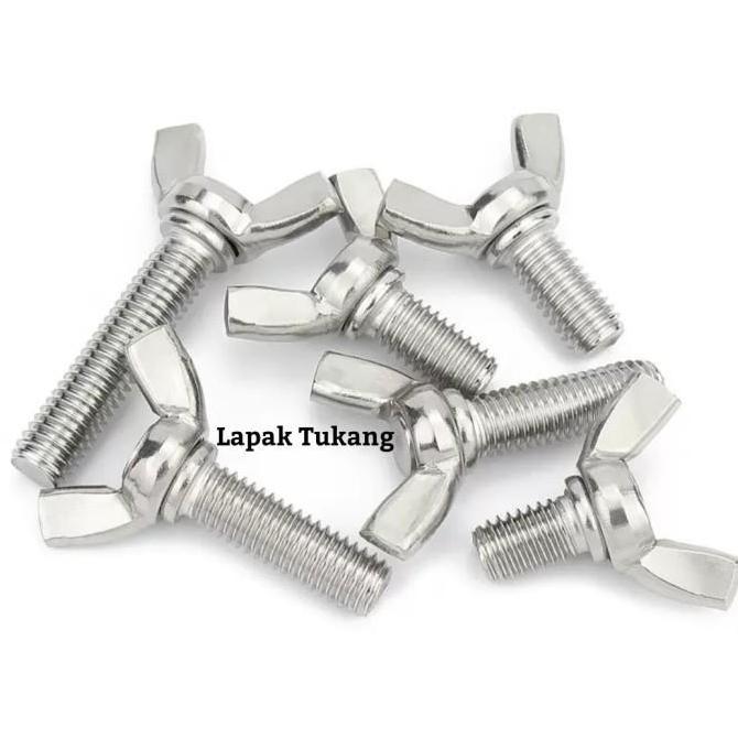 Wing Bolt M10x20 Stainless 304 Baut Kuping M 10x20 Baut Kupu M10 TERMURAH