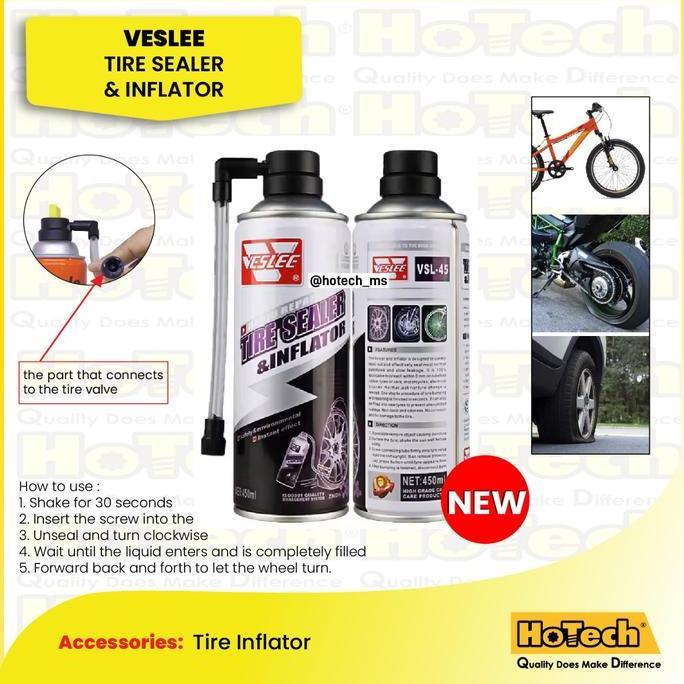 pradipta.riyadi - VESLEE Tire Sealer Inflator 45ml Cairan Tambal Ban Tubeless Bocor Formula Lem 6mm 