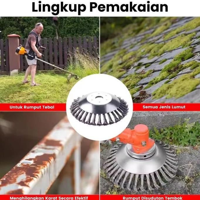 Okwemereza- Kepala Sikat Kawat Mesin Potong Rumput Teras Jalan Paving Block