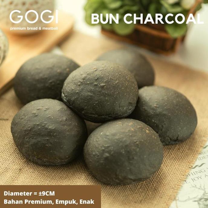 Eatstraight- Roti Bun Burger Hitam Roti Bun Charcoal Burger Bun Charcoal Isi 6 Pcs