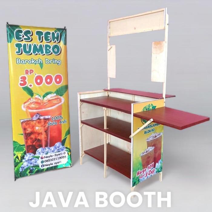 Booth Kayu Pakai Roda + Meja Sayap  JB LV