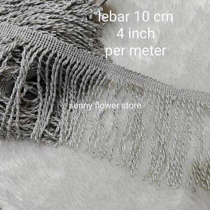 renda rumbai katun  /rumbai curly gold /silver meteran