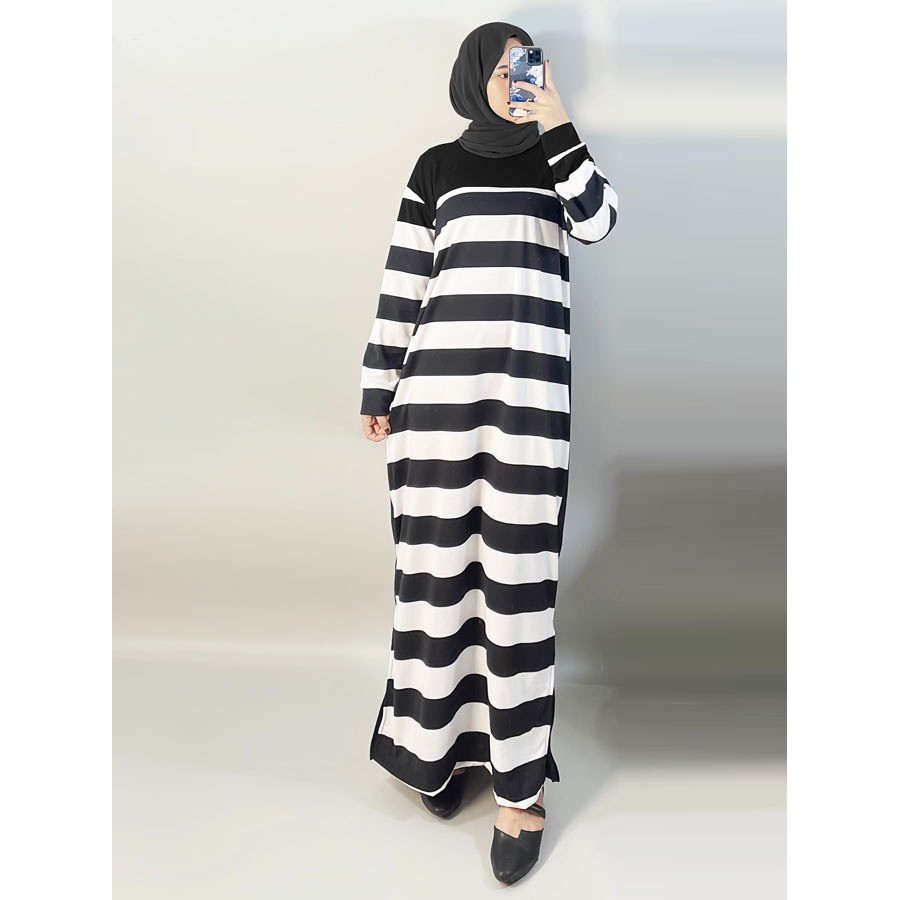 GAMIS AZZA SALUR HITAM PUTIH MAXY WANITA GL FASHION