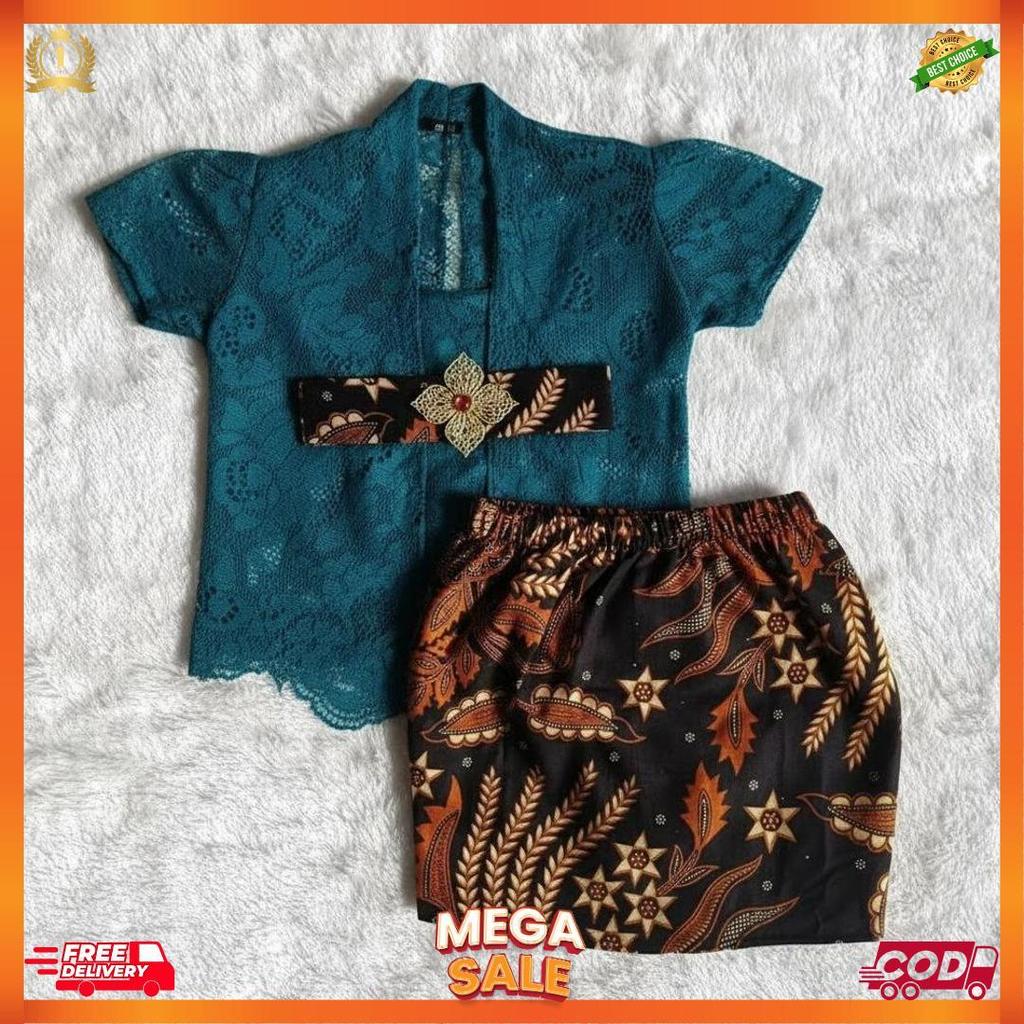 Setelan Kebaya Brokat Anak 1-9Tahun Free Belt&Bros [L7]