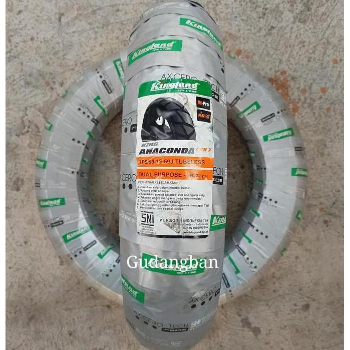 ( ANACONDA ATX7 AXCERO PREMIUM ) 100 90 12 BAN LUAR KINGLAND RING 12 TUBELESS SCOOPY FREEGO DEPAN RE