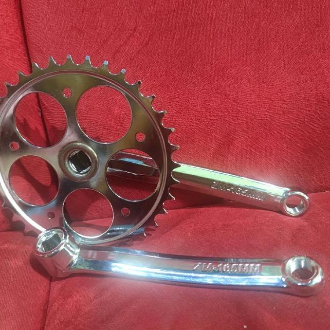 Ready crank 36t chrome bisa operan gigi dan single speed gir sepeda 36 t bisa fixie mtb