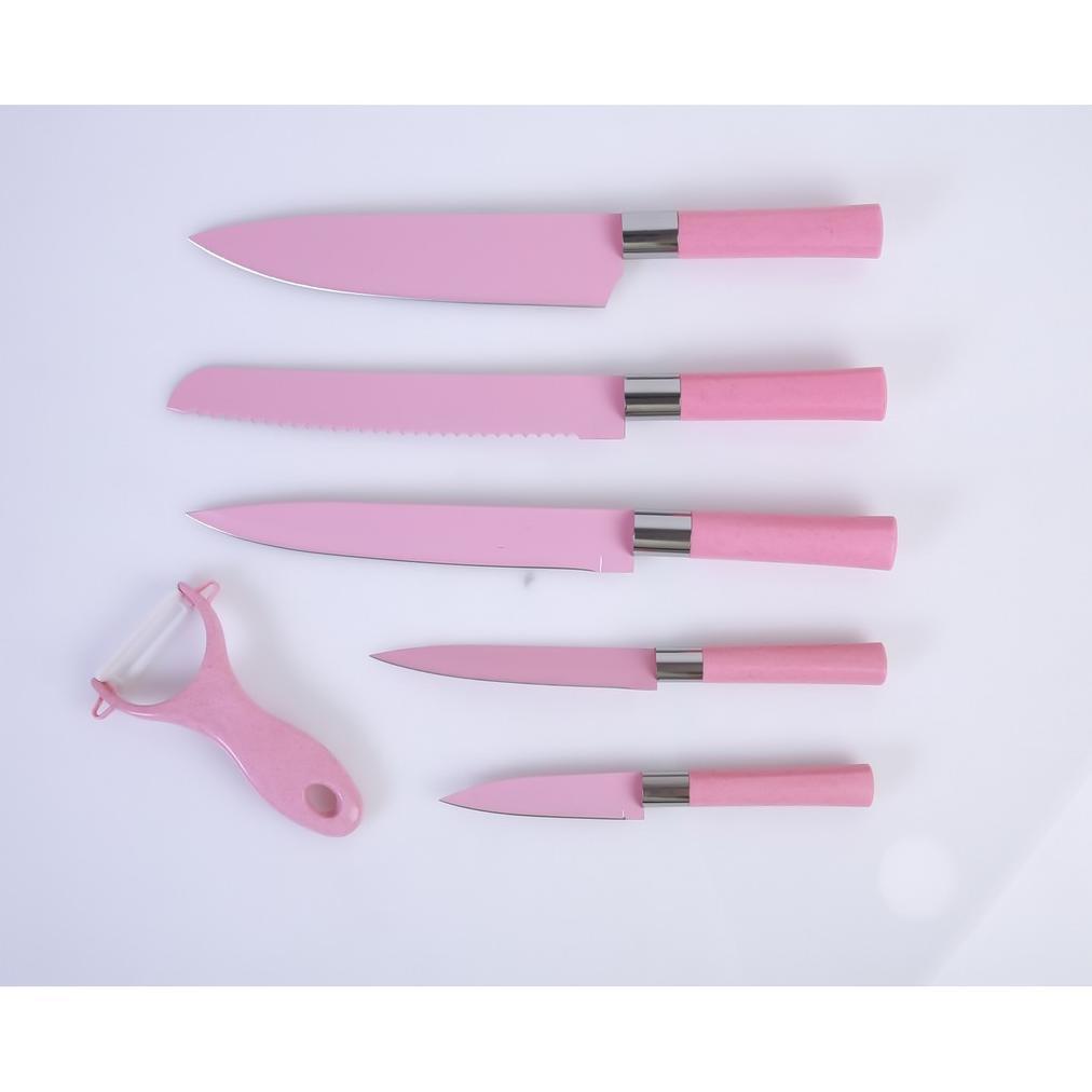 DISKON SALE VS333 PISAU DAPUR SET FULL COLOR PINK ISI 6 PCS 05