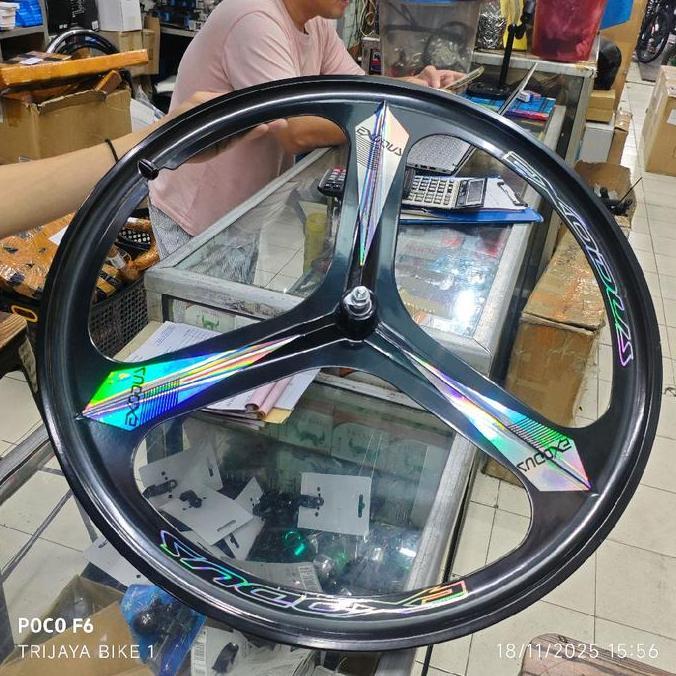Wheelset Depan Trispoke 700c Alloy Bearing EXODUS Sticker Scotlite Trispoke Sepeda Fixie Roda Depan 