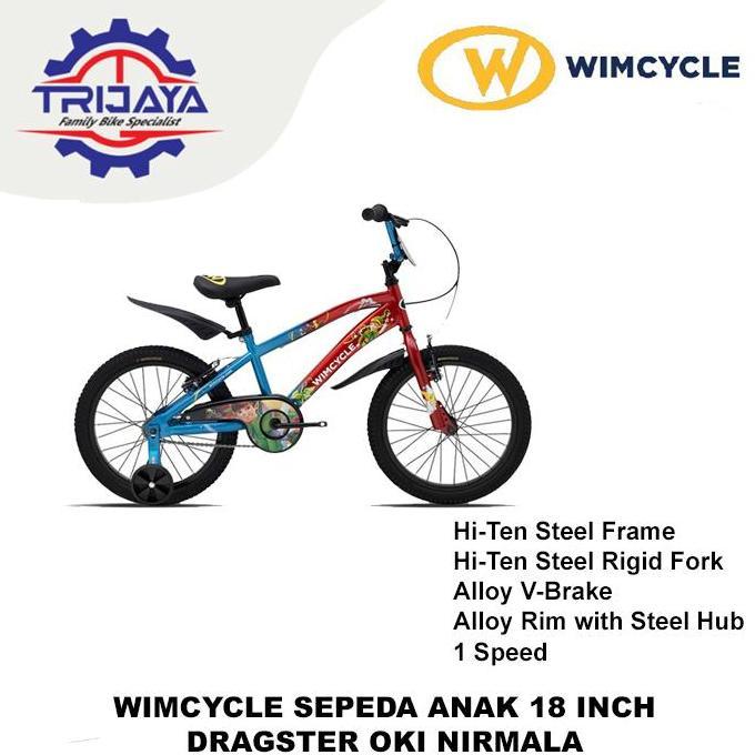 Bikes Wimcycle Dragster Oki Nirmala [18 Inch] Sepeda Anak Bmx Dengan Roda Bantu