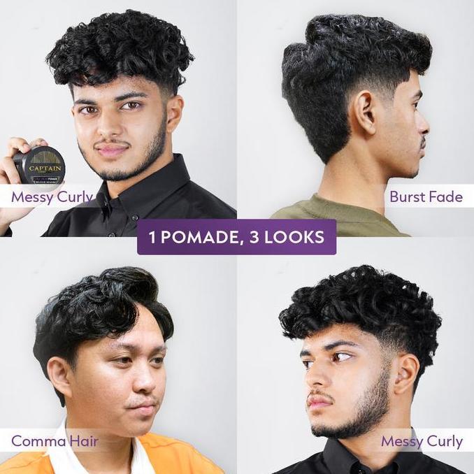 Basercell - Captain Hairstyling Curly Cream Pomade 30Gr / Pomade Pria / Medium Hold / Medium Shine /