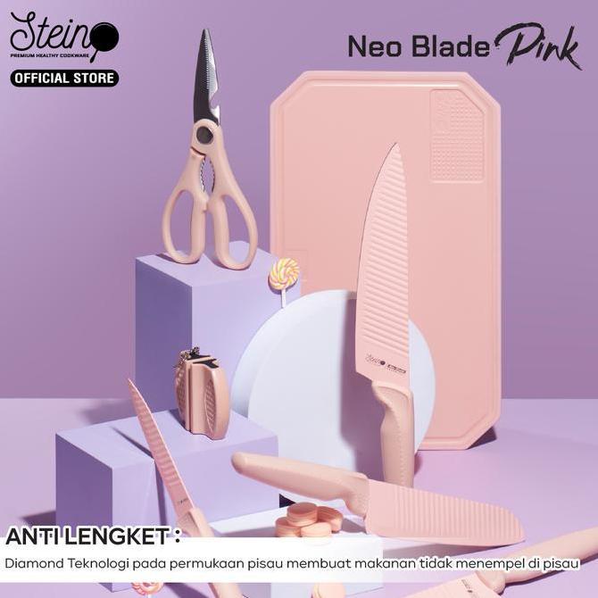 Bigwoll- Stein Cookware Neo Blade Pink [Pisau Set + Talenan Set]