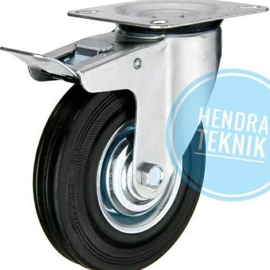 RODA KARET REM HIDUP 5" RODA TROLI 5 INCI RODA HIDUP REM 5 INCH 125MM