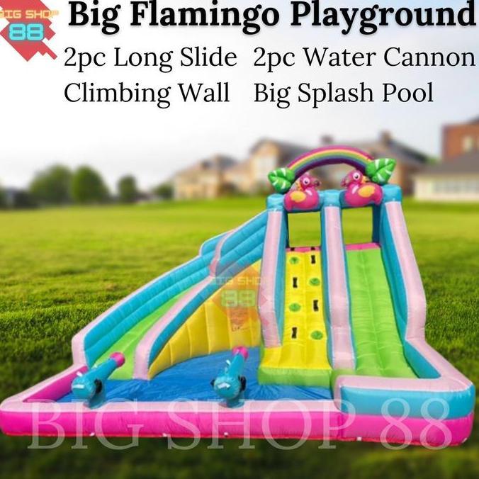 Rumah Istana Balon Inflatable Toys Perosotan Anak Flamingo Playground