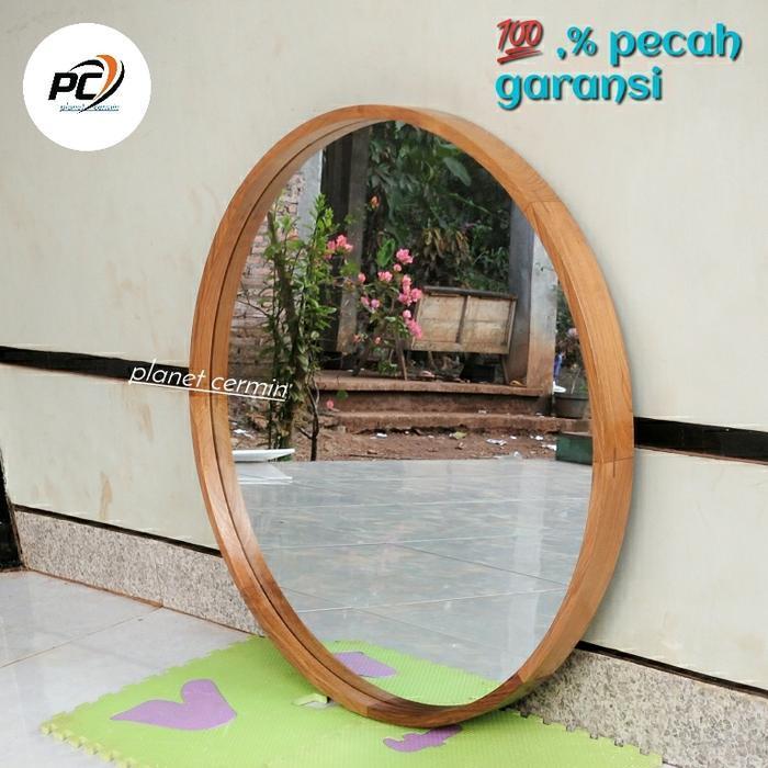 CERMIN BULAT JATI 100 CM / CERMIN BULAT BESAR / KACA BUNDAR BESAR