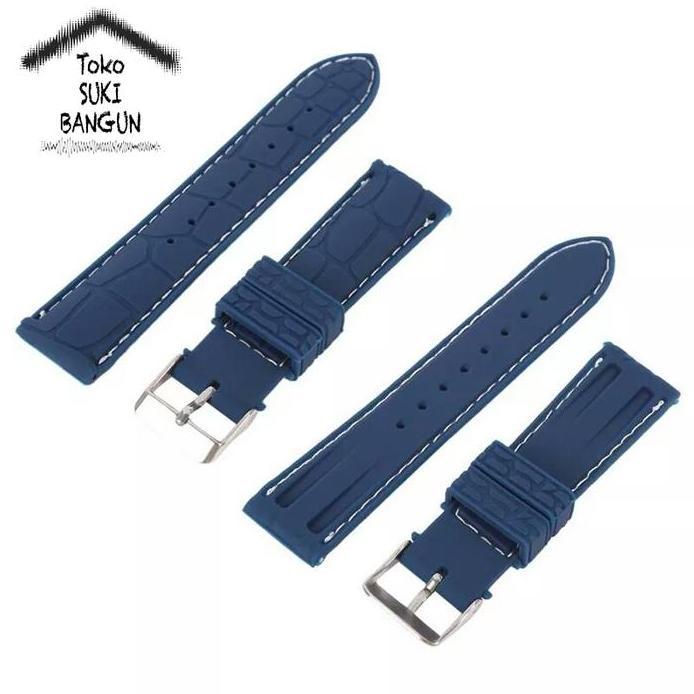 22mm Tali Jam Rubber STITCH Crocodile Pattern Watch Band Strap