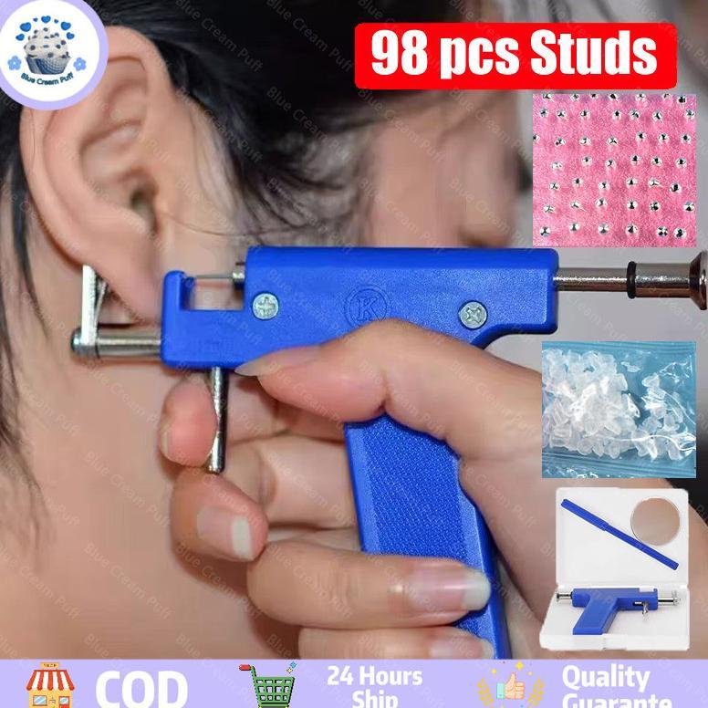 READY COD98Pcs Alat tindik telinga Tindik telinga tanpa rasa sakit Pistol tindik tulang telinga Alat