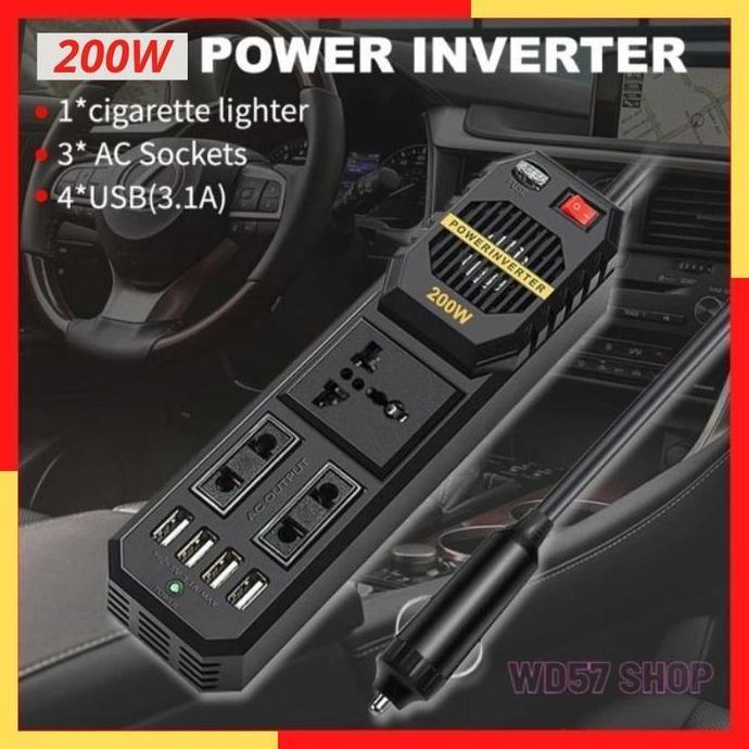HARGA DISC - Colokan Charger USB Mobil HP Leptop Car Power Inverter Fast Charger