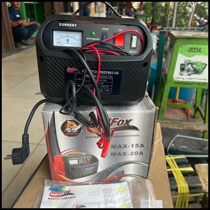 GRATIS ONGKIR BATTERY CHARGER REDFOX MAX 15A CAS BATERAI AKI MOBIL,MOTOR,KAPAL DLL RED FOX 