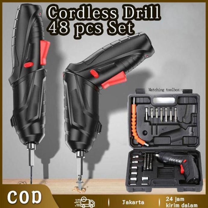 COKRODJOYO Set Obeng Listrik 48 Buah untuk Rumah Bor Listrik Multifungsi Mini Bor Isi Ulang Bor List