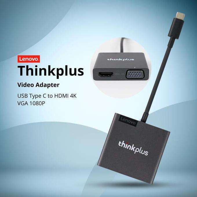 TERBARU - Lenovo Thinkplus Adapter Converter USB Type C to HDMI 4K VGA 1080P