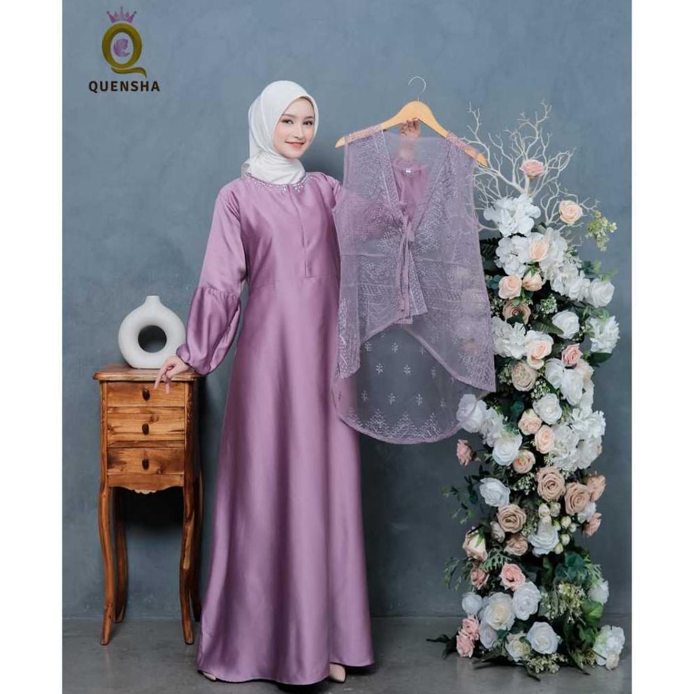 POTONGAN HARGA Gamis Outer Brokat Kondangan Remaja Dewasa Bella Dress Gamis Set Rompi Brukat Premium