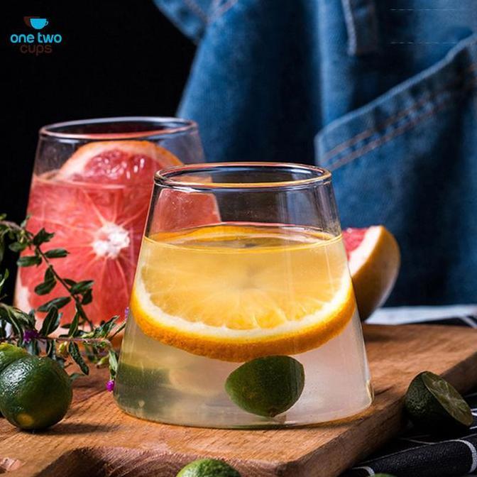 Gelas Minuman Kopi Teh Sirup Cantik Unik Borosilicate Glass Allshop