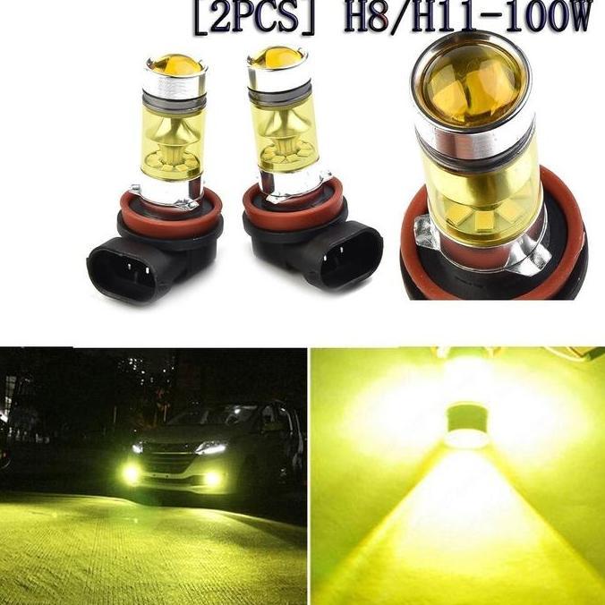 WESELTON 2Pcs Lampu Kabut Led H11 H8 4300K 100W 1500LM Super Terang Warna Kuning PUITH Lampu Led Sup
