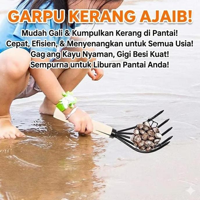 WESELTON Garpu Cari Pencari Garukan Alat Penggali Penggaruk Serok Pasir Lekesan Pantai Kerang Remis 