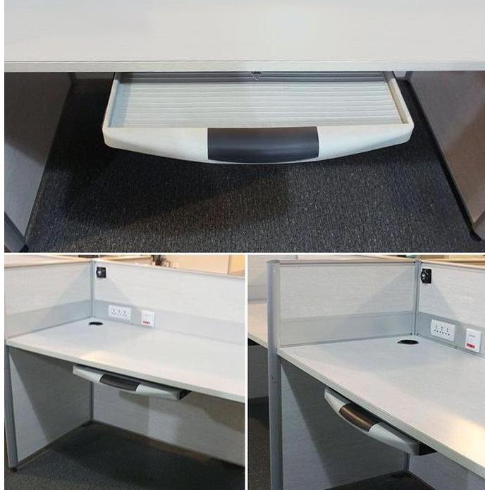 WESELTON 1 Set Laci Keyboard Komputer Dan Rel 51X25CM Tempat Keyboard Bawah Meja Untuk Meja Komputer