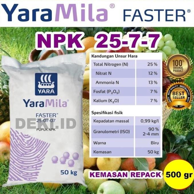 Pupuk NPK 25 7 7 Yara Mila Faster YaraMila Pertumbuhan Repack 500 gr